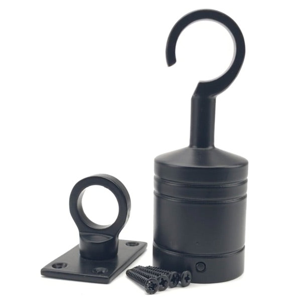 Powder Coated Black Hook & Eye Plate Decking Rope Fittings