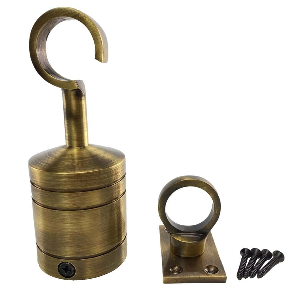Antique Brass Hook & Eye Plate Decking Rope Fittings