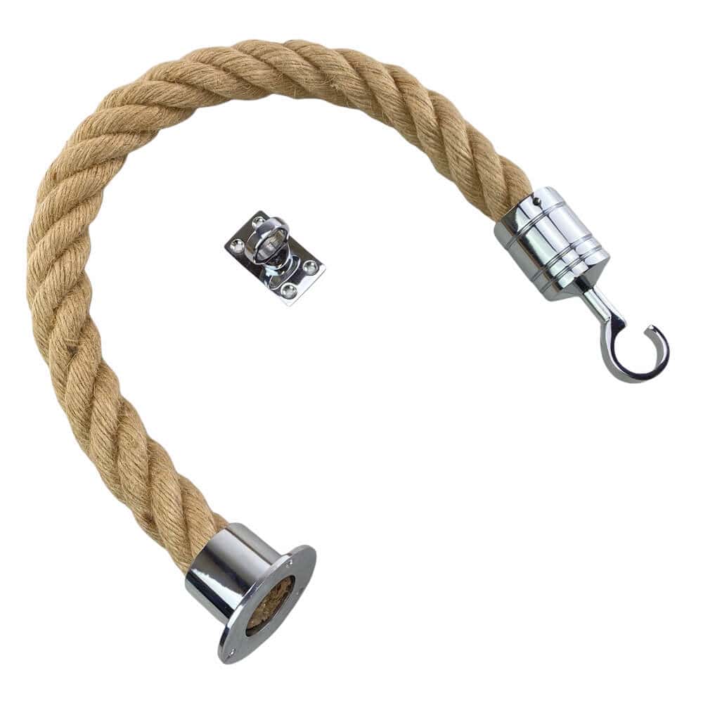 Natural Jute Decking Rope Balustrade With Cup, Hook & Eye Plate