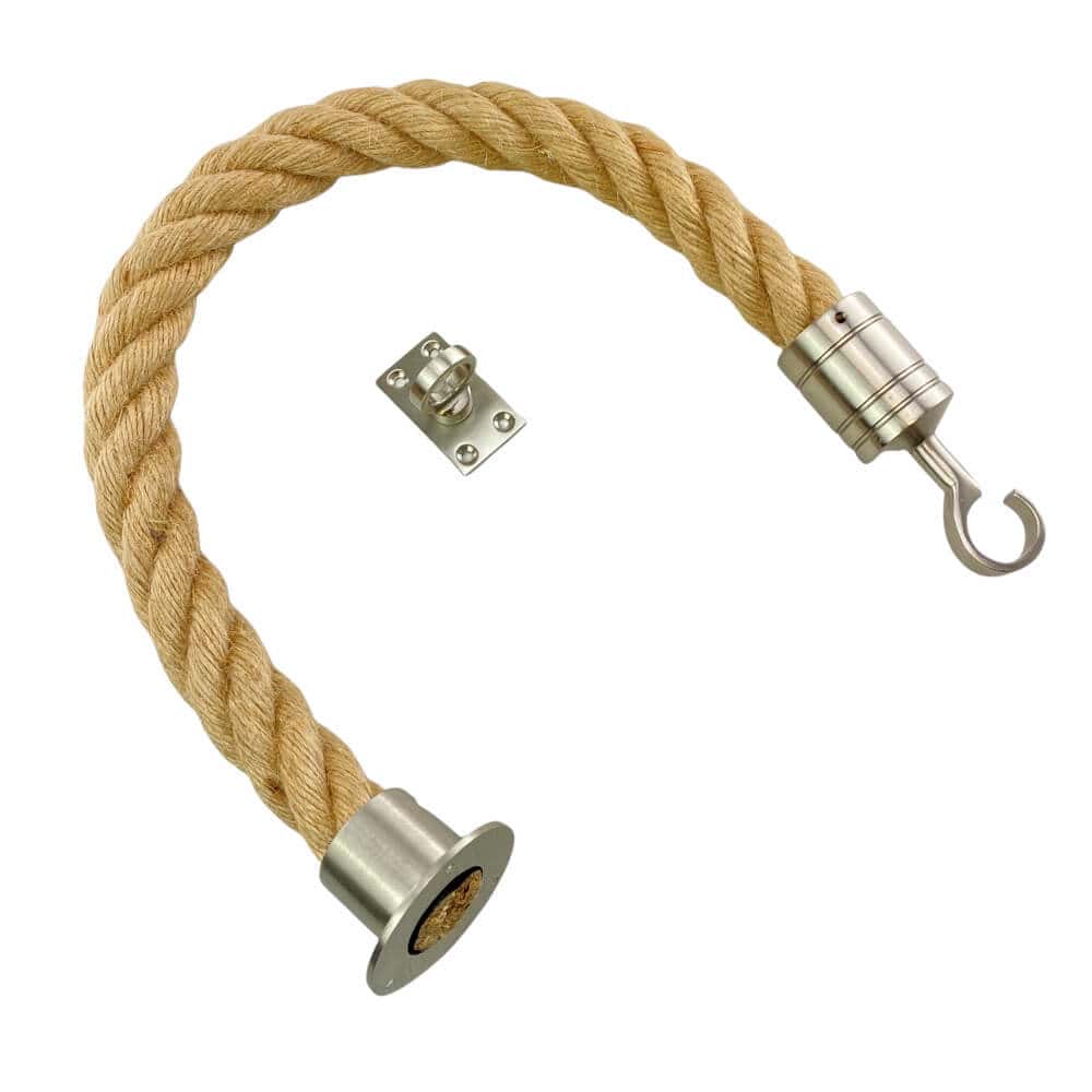 Natural Jute Decking Rope Balustrade With Cup, Hook & Eye Plate