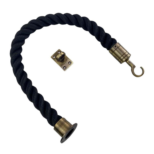 Synthetic Black Decking Rope Balustrade With Cup, Hook & Eye Plate