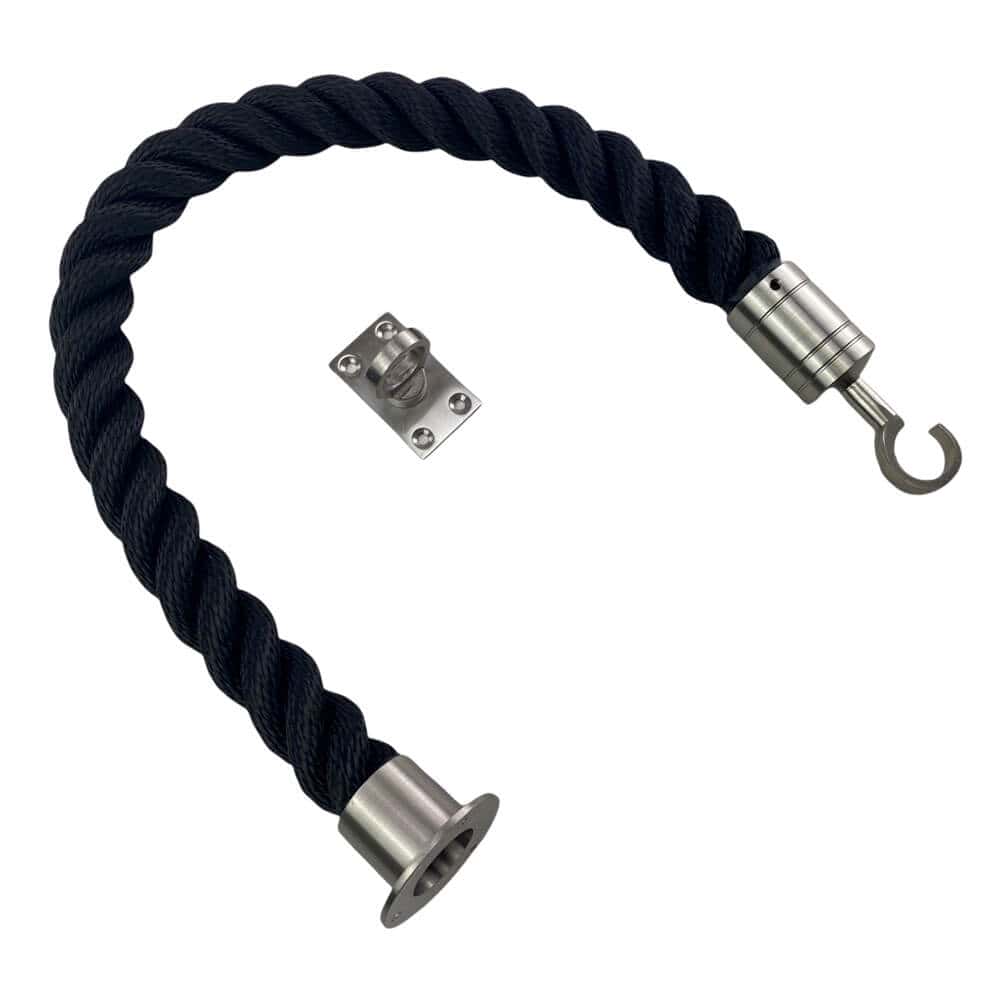 Synthetic Black Decking Rope Balustrade With Cup, Hook & Eye Plate