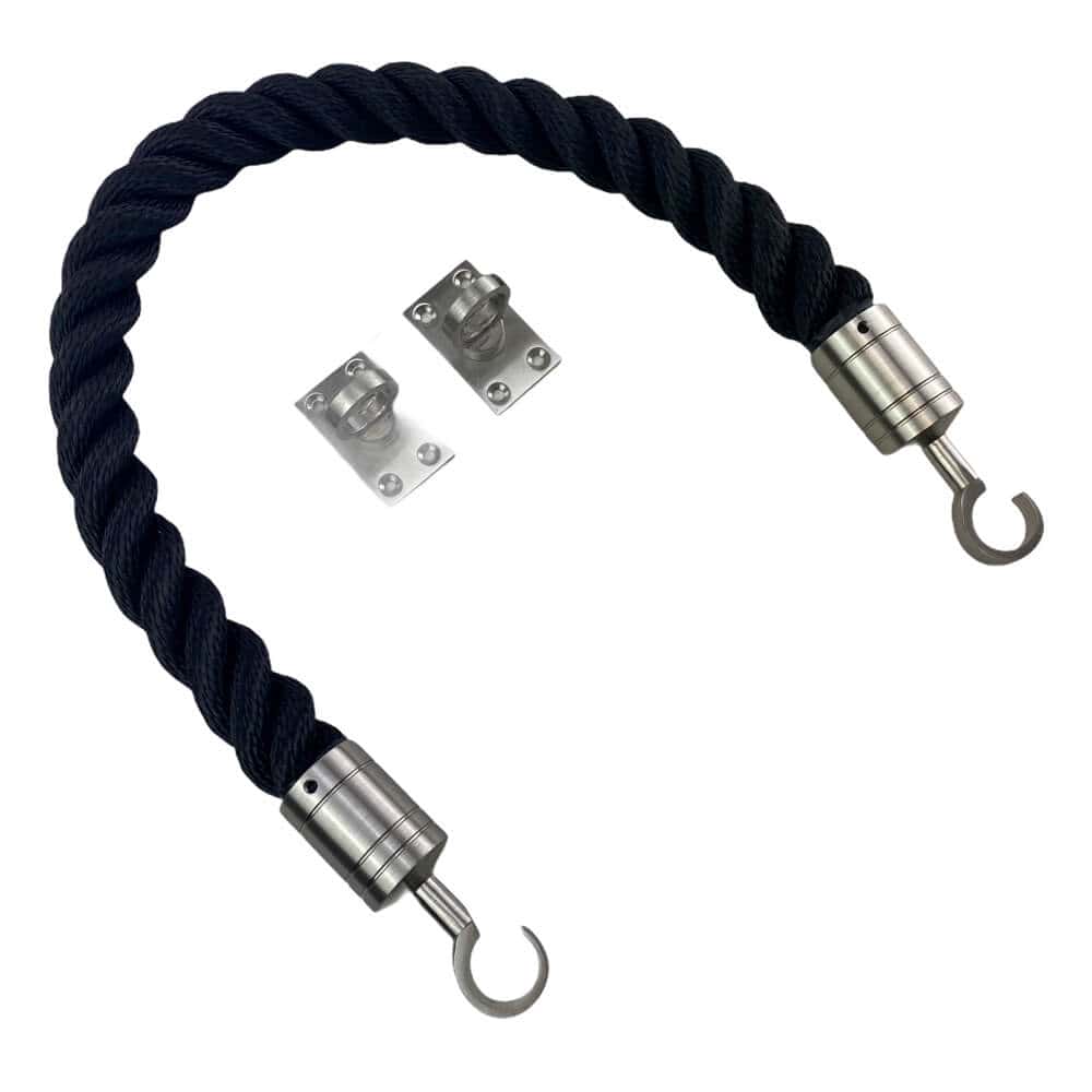 Synthetic Black Decking Rope Balustrade With Hook & Eye Plates