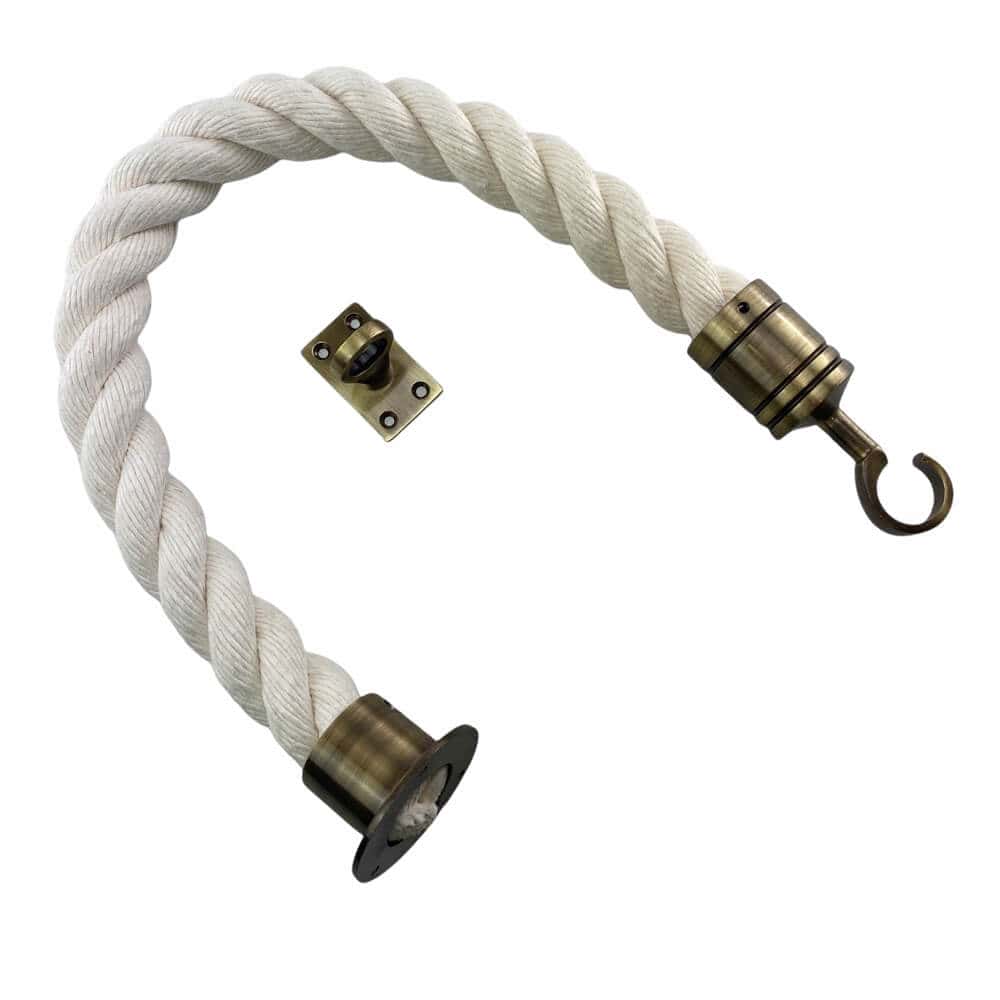 Synthetic White Cotton Decking Rope Balustrade With Cup, Hook & Eye Plate