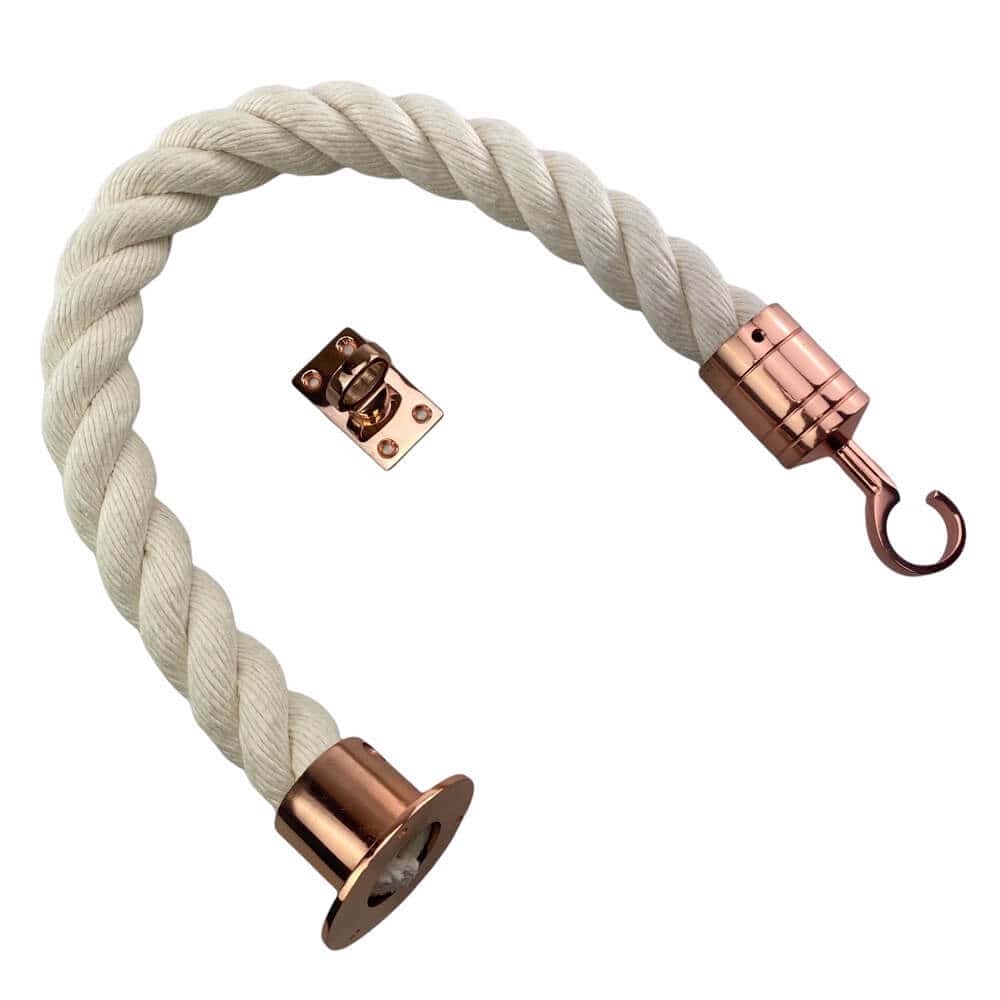Synthetic White Cotton Decking Rope Balustrade With Cup, Hook & Eye Plate