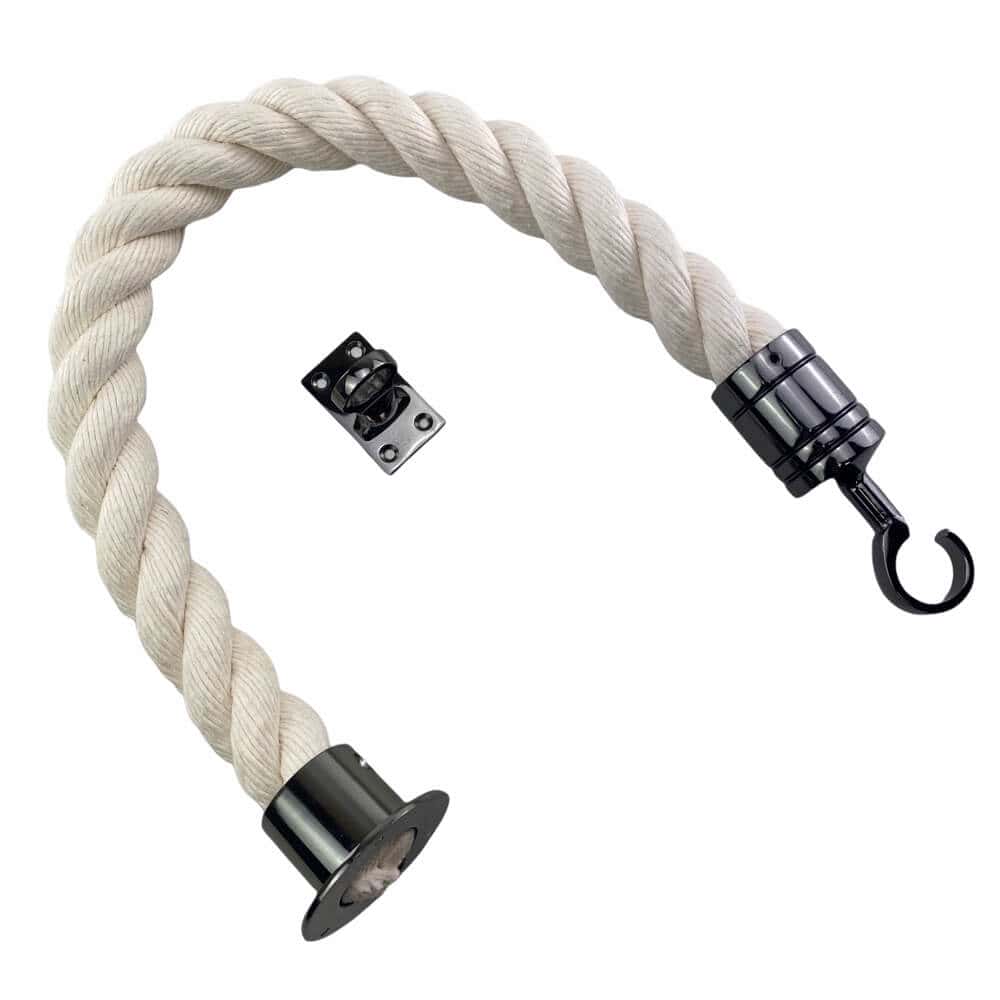 Synthetic White Cotton Decking Rope Balustrade With Cup, Hook & Eye Plate