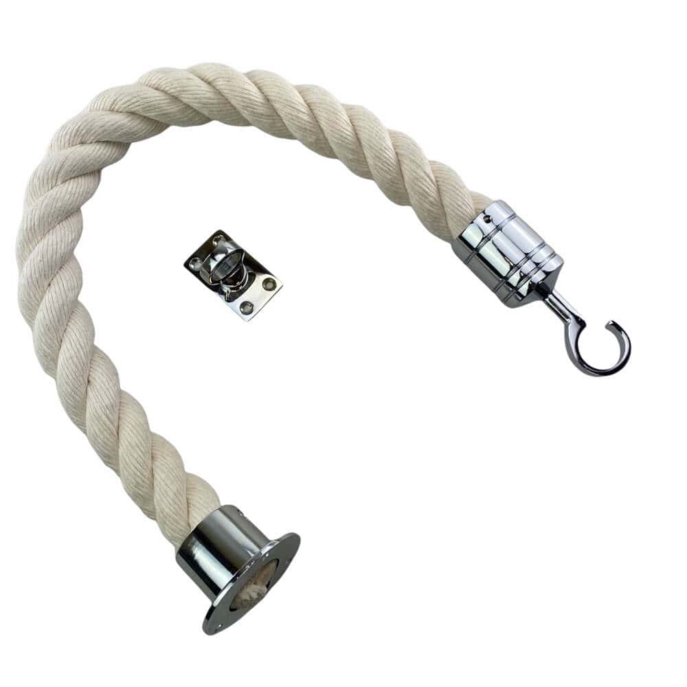 Synthetic White Cotton Decking Rope Balustrade With Cup, Hook & Eye Plate