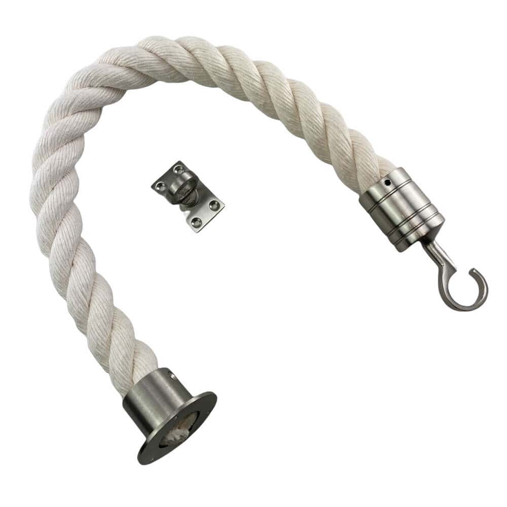 Synthetic White Cotton Decking Rope Balustrade With Cup, Hook & Eye Plate