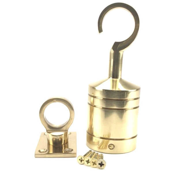 Polished Brass Hook & Eye Plate Decking Rope Fittings