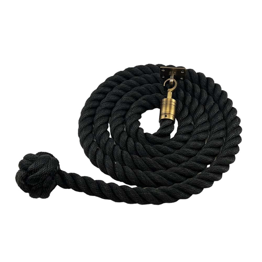 Synthetic Black Decking Rope With Man Rope Knot With Hook & Eye Plate