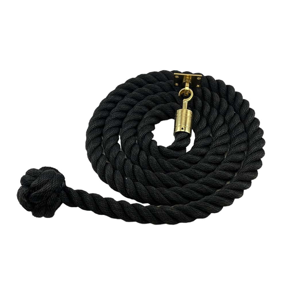 Synthetic Black Decking Rope With Man Rope Knot With Hook & Eye Plate