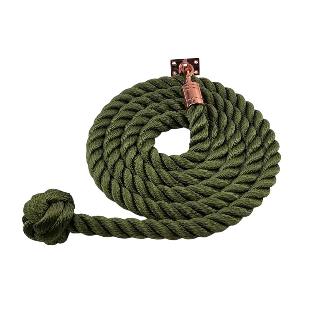 Synthetic Olive Decking Rope With Man Rope Knot With Hook & Eye Plate