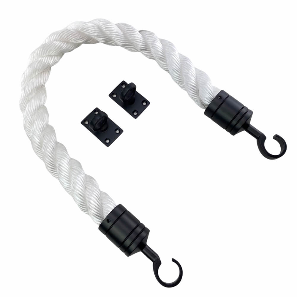 White Staplespun Decking Rope Balustrade With Hook & Eye Plates